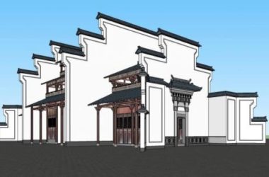 Sketchup商业模型|多层商业楼，徽派，古建，中式风格-BIM建筑网