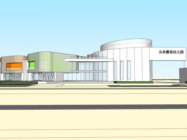 Sketchup学校模型|多层幼儿园，现代风格，教育建筑