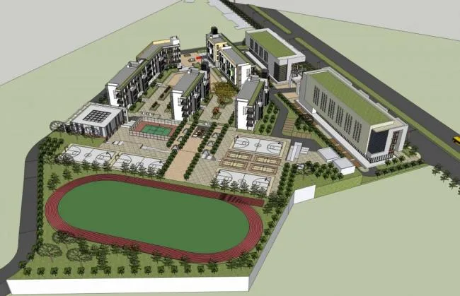 Sketchup学校模型|多层学校，现代风格，中学，教学楼，教育建筑