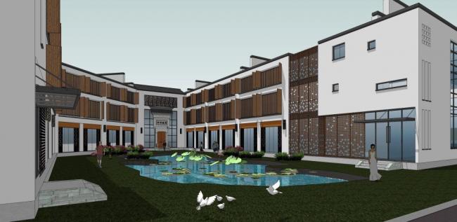 Sketchup住宅模型|多层住宅，新中式风格，居住建筑