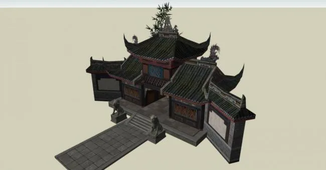 Sketchup古建筑模型|入口，中式风格，古建，景观