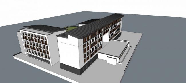 Sketchup住宅模型|多层学校宿舍，新中式风格