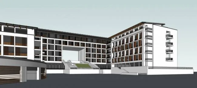 Sketchup住宅模型|多层学校宿舍，新中式风格