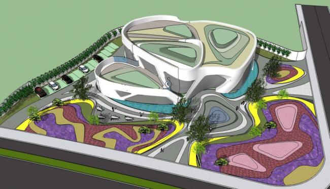 Sketchup商业模型|多层售楼处，现代风格，商业建筑