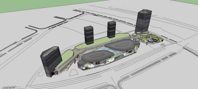 Sketchup综合体模型|高层商业综合体，酒店办公，酒店，商场，商业裙房，现代风格