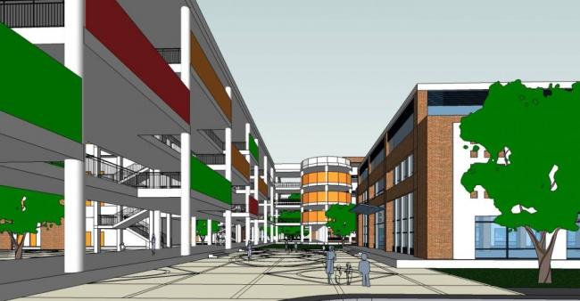 Sketchup学校模型|多层学校，教学楼，教育建筑，现代风格