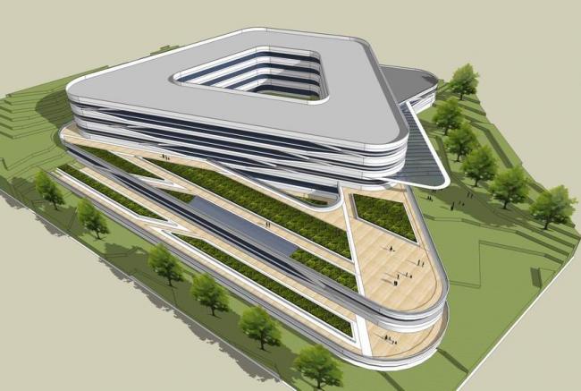 Sketchup办公模型|多层办公楼，小型山顶写字楼，现代风格