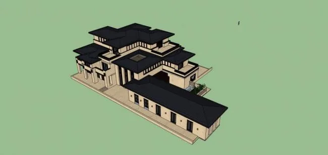 Sketchup商业模型|多层会所，草原风格，商业建筑，奈特风格
