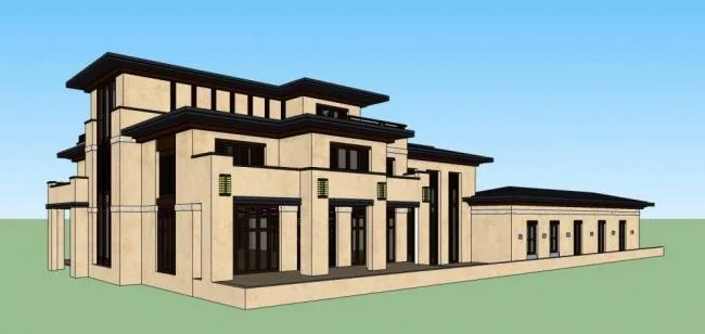 Sketchup商业模型|多层会所，草原风格，商业建筑，奈特风格