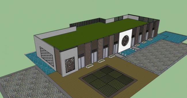 Sketchup商业模型|商业楼，单层，中式风格