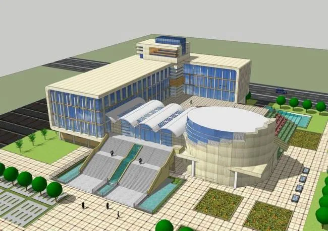 Sketchup文化模型|多层大学图书馆，文化建筑，现代风格