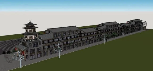 Sketchup商业模型|多层商业街，商场，中式风格