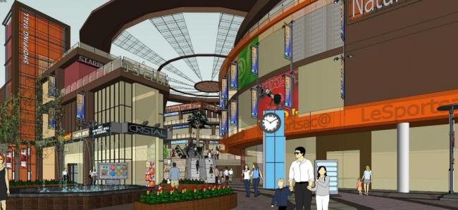 Sketchup商业模型|多层商业街场景，现代风格