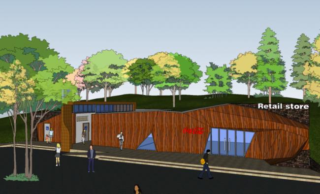 Sketchup商业模型|公园零售商业，公共卫生间，现代风格