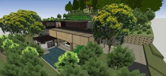 Sketchup景观模型|别墅带景观，新中式风格，独栋别墅，居住建筑