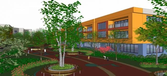 Sketchup学校模型|多层幼儿园，景观，教育建筑，现代风格