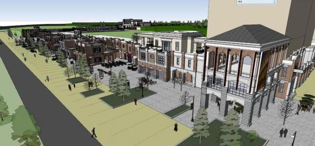 Sketchup商业模型|多层沿街商业，简欧会所