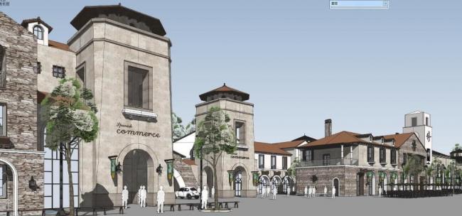 Sketchup商业模型|多层风情商业街，托斯卡纳，古典风格