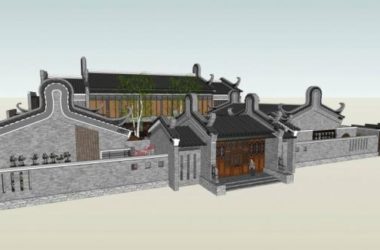 Sketchup住宅模型|多层四合院，中式风格，居住建筑-BIM建筑网