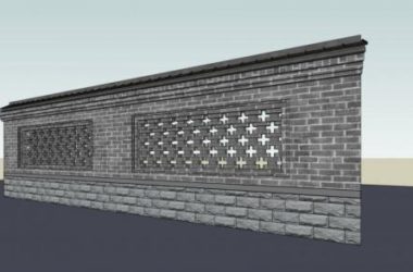 Sketchup素材模型|围墙，中式风格，景观墙，构件，素材-BIM建筑网