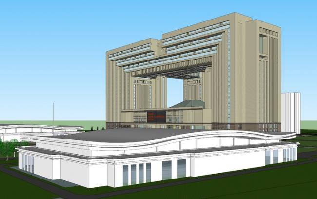 Sketchup办公模型|高层写字楼，政府军事行政机关办公楼，现代风格