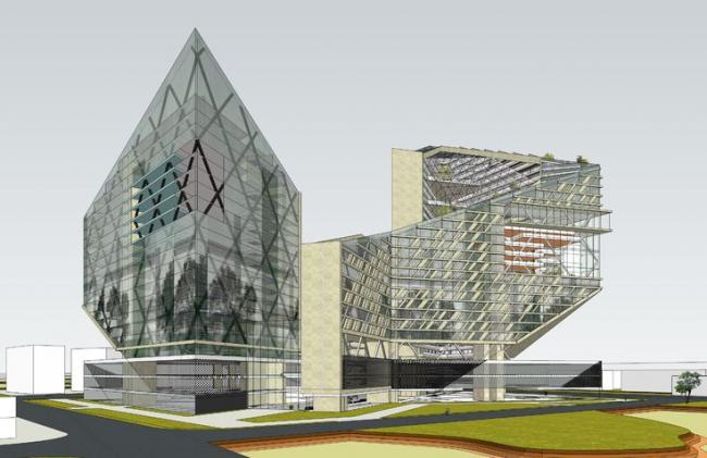 Sketchup办公模型|异形办公楼，高层写字楼，现代风格