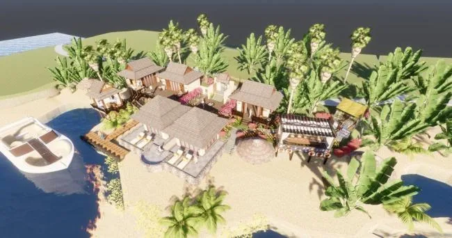 Sketchup酒店模型|酒店，民宿，东南亚风格，商业，娱乐休闲设施