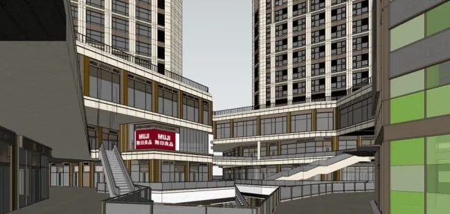 Sketchup综合体模型|多层高层混合，商业综合体，办公，现代风格