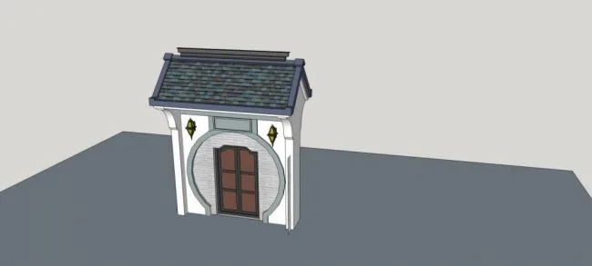 Sketchup素材模型|庭院大门，素材构件，中式风格