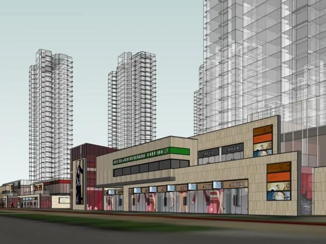 Sketchup综合体模型|商住综合体，底层商业，高层住宅，现代风格