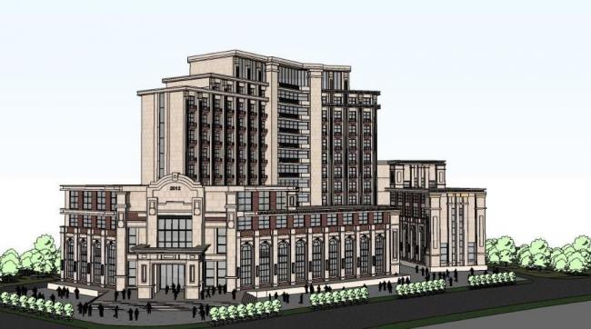 Sketchup商业模型|高层会馆，商业建筑，欧式，古典风格