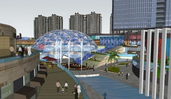 Sketchup综合体模型|现代风格，大型商业中心，高层住宅小区规划，综合体，景观设计