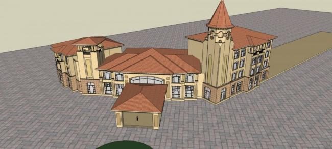 Sketchup商业模型|多层商业会所，西班牙风格，古典风格