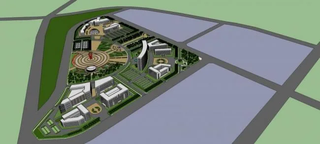 Sketchup景观模型|广场景观，现代风格，酒店办公，入口，城市小品