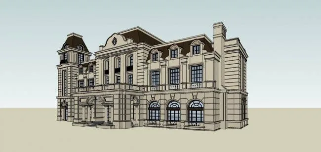 Sketchup商业模型|多层商业会所，法式，古典风格