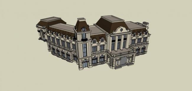 Sketchup商业模型|多层商业会所，法式，古典风格