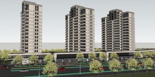 Sketchup住宅模型|高层住宅，底层商业，现代风格，居住建筑