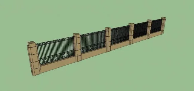 Sketchup素材模型|围墙，构件，围栏，景观素材