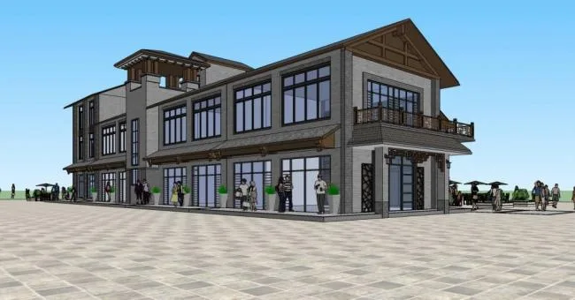 Sketchup商业模型|多层商业街，中式风格