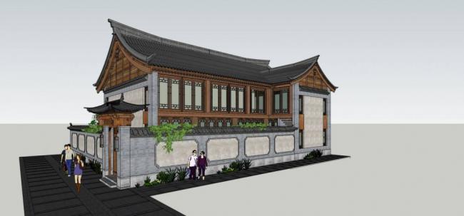Sketchup别墅模型|独栋别墅，中式风格