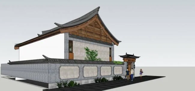 Sketchup别墅模型|独栋别墅，中式风格