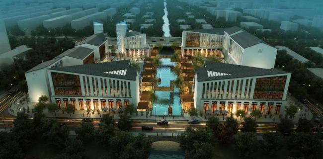 Sketchup商业模型|扬州水街，多层商业建筑，新中式风格