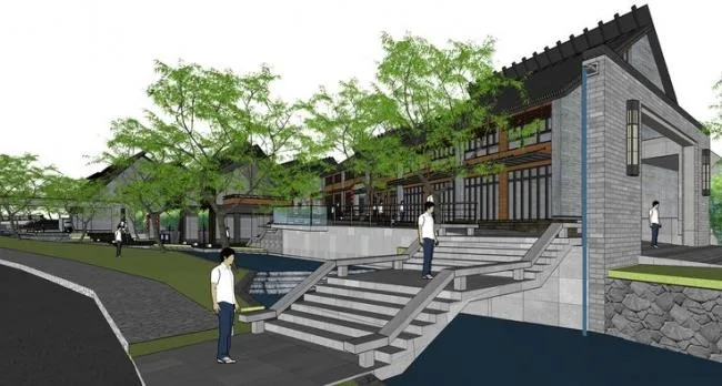 Sketchup商业模型|多层商业街，中式风格