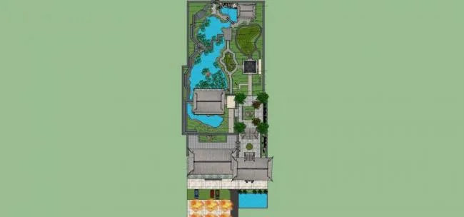Sketchup景观模型|中式园林景观