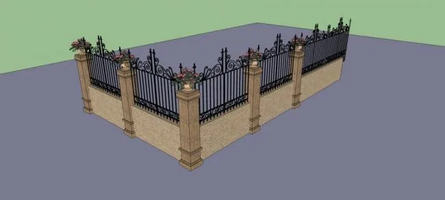 Sketchup素材模型|围墙护栏，欧式，古典风格，构件