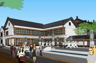 Sketchup商业模型|多层酒文化商业街，中式风格-BIM建筑网