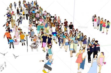 Sketchup素材模型|2D人物配景，适用海滩度假旅游场景，素材组件-BIM建筑网