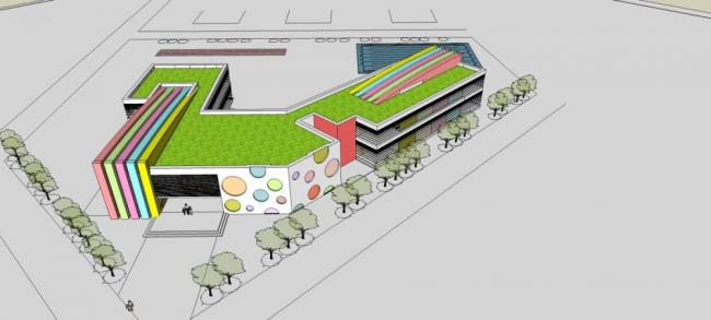 Sketchup学校模型|多层学校幼儿园，教育建筑，现代风格