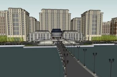 Sketchup住宅模型|高层住宅小区，西方新古典主义，居住建筑-BIM建筑网
