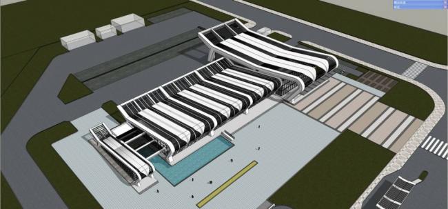 Sketchup车站路桥|多层客运站，交通建筑，现代风格